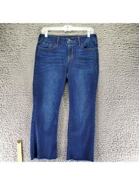Old Navy Jeans Womens 8 Short Blue Mid-Rise Kicker Boot-Cut Cropped